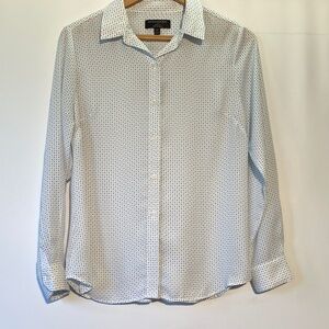 Banana Republic White Shirt with Navy Micro Dot Pattern